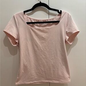 Amazon Women’s Short Sleeve Scoop Neck Tee in Light Pink